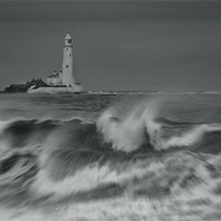 Buy canvas prints of Whitley Bay Lighthouse On A Stormy Day by John Dickson