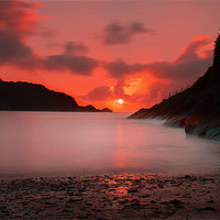 Buy canvas prints of Combe Martin Sunset by John Dickson