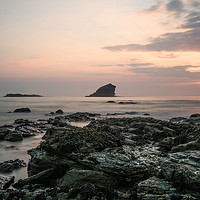 Buy canvas prints of Sunset Over Rocks - Portreath Cornwall UK by Jonathan OConnell