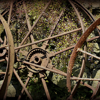 Buy canvas prints of Rusty Cart Rims. by Annabelle Ward