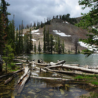 Buy canvas prints of Small mountain lake in Colorado Rockies by Claudio Del Luongo