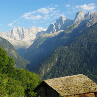 Buy canvas prints of High Alps near Soglio, Switzerland by Claudio Del Luongo