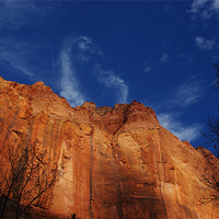 Buy canvas prints of Gigantic rock wall, Kolob Canyon, Zion, Utah by Claudio Del Luongo