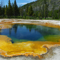 Buy canvas prints of Multicoloured hot pool, Yellowstone by Claudio Del Luongo