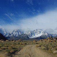 Buy canvas prints of Jeep road towards Sierra Nevada by Claudio Del Luongo