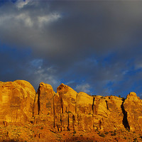Buy canvas prints of Rock wall in the evening sun by Claudio Del Luongo