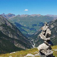Buy canvas prints of High mountain scenery high above Scuol, Switzerlan by Claudio Del Luongo