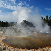 Buy canvas prints of Geyser and hot pool in Yellowstone by Claudio Del Luongo
