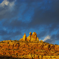 Buy canvas prints of Last sunlight on rock wall, Utah by Claudio Del Luongo