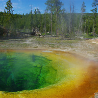 Buy canvas prints of Morning Glory Pool, Yellowstone by Claudio Del Luongo