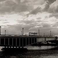 Buy canvas prints of Wandsworth Bridge and clouds, London by Sophie Martin-Castex