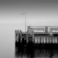 Buy canvas prints of Two benches on a Pier by Sophie Martin-Castex