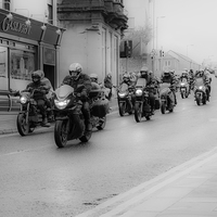 Buy canvas prints of  Fanny By Gaslight Bikers by Chris Archer