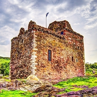 Buy canvas prints of  Portencross Castle by Chris Archer