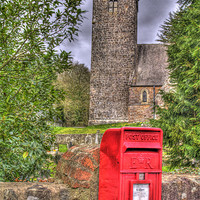 Buy canvas prints of Red Post Box And Church by Steve Duckworth