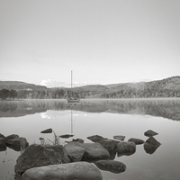 Buy canvas prints of  Loch Ard Boat B&W by craig beattie