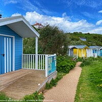 Buy canvas prints of The beach huts at Coldingham Bay by yvonne & paul carroll