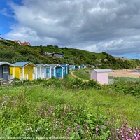 Buy canvas prints of Coldingham Bay beach huts by yvonne & paul carroll