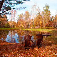 Buy canvas prints of Autumn deck chairs by yvonne & paul carroll