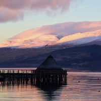 Buy canvas prints of  The Crannog at sunrise by yvonne & paul carroll