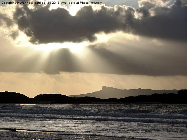  Sun getting ready to set over Isle of Eigg Picture Board by yvonne & paul carroll
