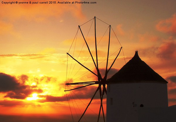  Oia windmill at sunset Picture Board by yvonne & paul carroll