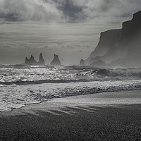 Buy canvas prints of Sea stacks, Black sand beach, Vik, South Iceland by yvonne & paul carroll