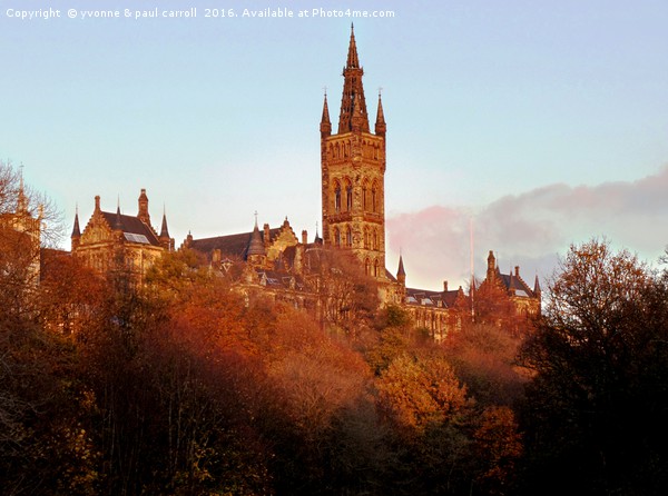 Autumn glow on Glasgow University Picture Board by yvonne & paul carroll