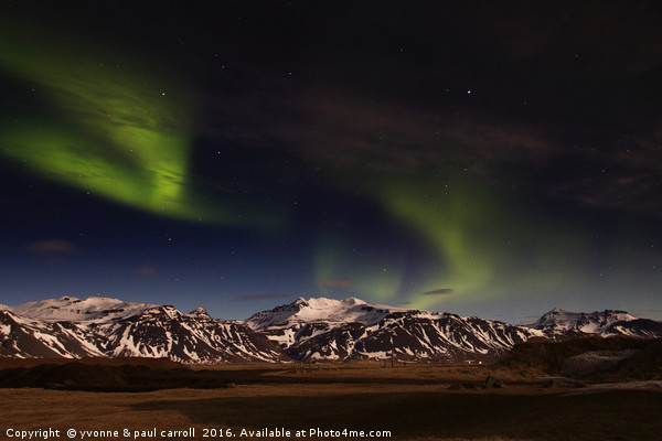 Northern lights, Snaefellsness Peninsula, Iceland Picture Board by yvonne & paul carroll