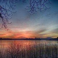 Buy canvas prints of Sunset over Lake of Menteith by yvonne & paul carroll