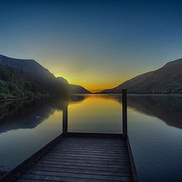 Buy canvas prints of Sunset over Cwellyn Lake, Snowdonia national park by yvonne & paul carroll
