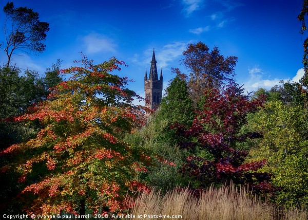 Glasgow University in autumn from Kelvingrove Park Picture Board by yvonne & paul carroll