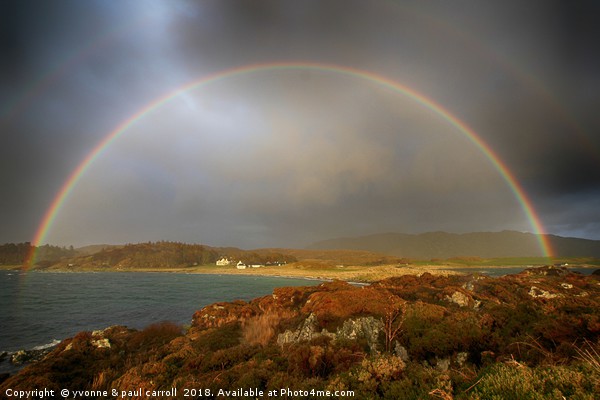 Full rainbow over Traigh, Scotland west coast Picture Board by yvonne & paul carroll