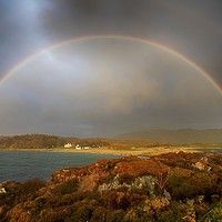 Buy canvas prints of Full rainbow over Traigh, Scotland west coast by yvonne & paul carroll
