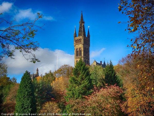 Glasgow University from Kelvingrove Park in autumn Picture Board by yvonne & paul carroll