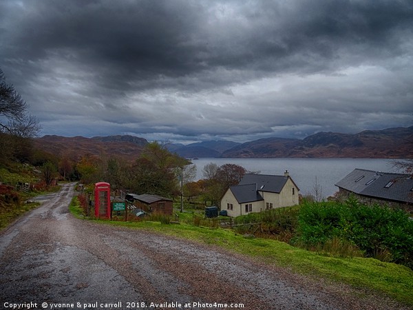 Red phone box, Loch Morar, Scottish highlands Picture Board by yvonne & paul carroll