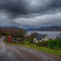 Buy canvas prints of Red phone box, Loch Morar, Scottish highlands by yvonne & paul carroll
