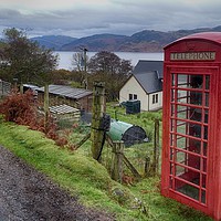 Buy canvas prints of Red phone box, Loch Morar, Scottish highlands by yvonne & paul carroll