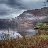 Buy canvas prints of Boathouse on Grasmere Lake in winter by yvonne & paul carroll