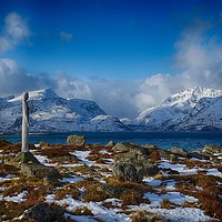 Buy canvas prints of Looking over the fjord, Lofoten Islands by yvonne & paul carroll