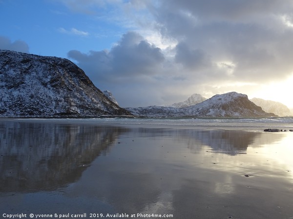 Vik beach reflections, Lofoten Islands Picture Board by yvonne & paul carroll