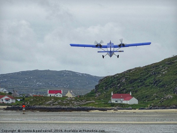 Plane taking off at Barra airport Picture Board by yvonne & paul carroll