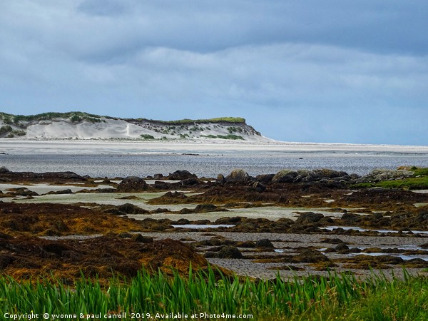 Beautiful beach and sand dunes at low tide on Uist Picture Board by yvonne & paul carroll