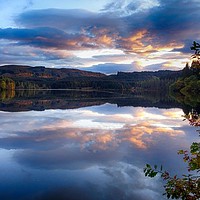 Buy canvas prints of Loch Drunkie sunset in Autumn, Trossachs, Scotland by yvonne & paul carroll