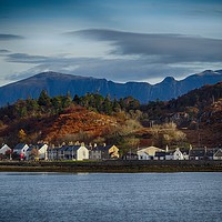 Buy canvas prints of Lochinver village with Quinag rising behind it by yvonne & paul carroll