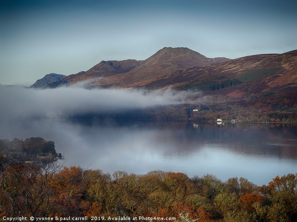 Loch Lomond and Ben Lomond with low lying mist Picture Board by yvonne & paul carroll