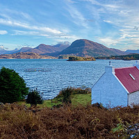 Buy canvas prints of Crofter cottage with outlook towards Torridon  by yvonne & paul carroll