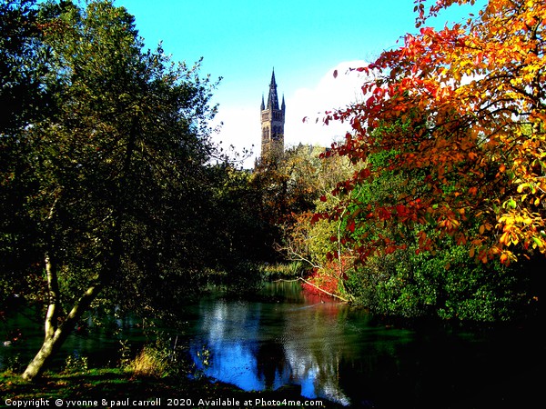 Glasgow University from Kelvingrove Park in Autumn Picture Board by yvonne & paul carroll