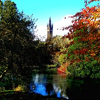Buy canvas prints of Glasgow University from Kelvingrove Park in Autumn by yvonne & paul carroll