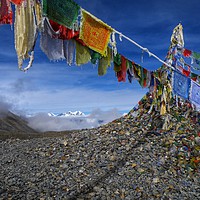 Buy canvas prints of Prayer flags at Thorong-La Pass by yvonne & paul carroll